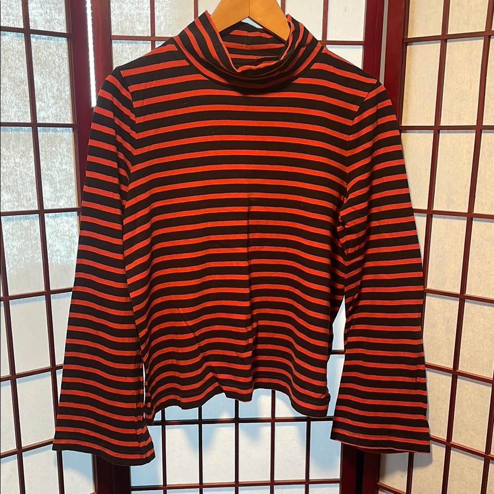 Striped Mockneck Long Sleeve Top